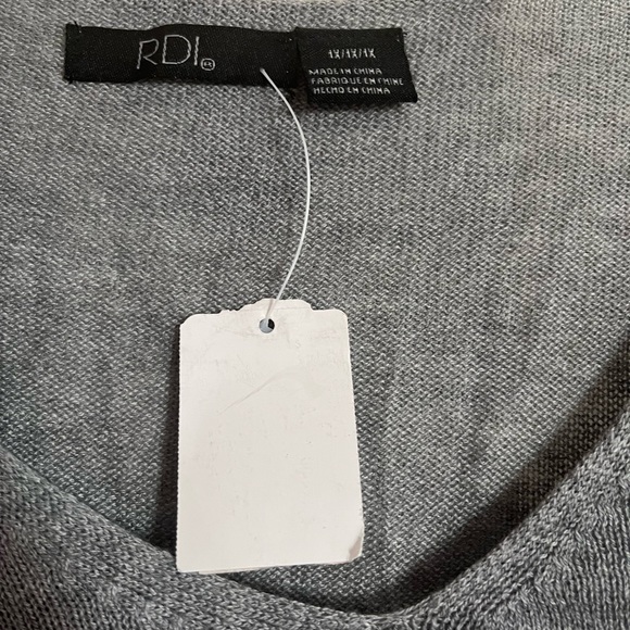 NEW RDI Gray V-Neck Dolman Sleeve Ribbed Sweater Size 1X - Picture 3 of 9